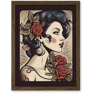 Artery8 Pin Up Girl Tattoo Ink Body Art Floral Retro Rockabilly Americana 50s Artwork Framed Wall Art Print 18X24 Inch Artery8 Pin Up Girl Tattoo Ink Body Art Floral Retro Rockabilly Americana 50s Artwork Framed Wall Art Print 18X24 Inch