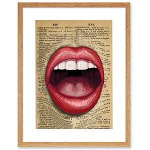 Wee Blue Coo Upcycle Dictionary Mouth Surreal Lips Artwork Framed Wall Art Print 12X16 Inch Wee Blue Coo Upcycle Dictionary Mouth Surreal Lips Artwork Framed Wall Art Print 12X16 Inch