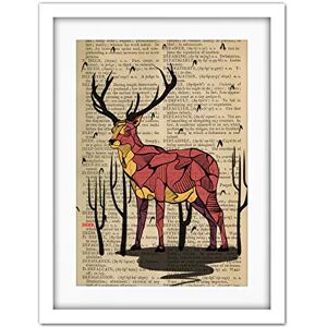 Wee Blue Coo Upcycle Dictionary Stag Deer Artwork Framed Wall Art Print 18X24 Inch Wee Blue Coo Upcycle Dictionary Stag Deer Artwork Framed Wall Art Print 18X24 Inch