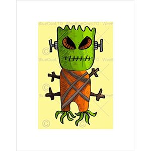 Wee Blue Coo Painting Drawing Cool Weird Cartoon Monster Wall Art Print Wee Blue Coo Painting Drawing Cool Weird Cartoon Monster Wall Art Print