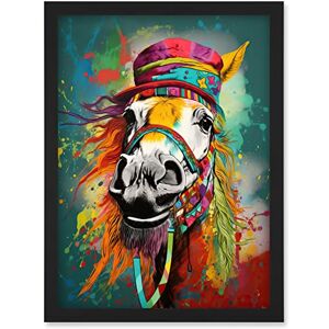 Artery8 - Hippie Horse - Multicoloured Hat - Framed Wall Art Artery8 - Hippie Horse - Multicoloured Hat - Framed Wall Art