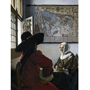 Artery8 Johannes Vermeer Officer Laughing Girl Painting Premium Wall Art Canvas Print 18X24 Inch Artery8 Johannes Vermeer Officer Laughing Girl Painting Premium Wall Art Canvas Print 18X24 Inch