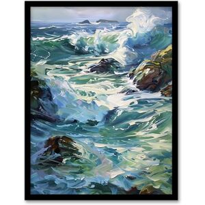 Artery8 Sea Spray Waves Crashing on Rocks Oil Painting Living Room Artwork Framed Wall Art Print A4 Artery8 Sea Spray Waves Crashing on Rocks Oil Painting Living Room Artwork Framed Wall Art Print A4