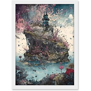 Artery8 Fantasy World Coastal Island Landscape Nymph House Magical Marine Life Flying Fish Seaweed Cloud Artwork Framed A3 Wall Art Print Artery8 Fantasy World Coastal Island Landscape Nymph House Magical Marine Life Flying Fish Seaweed Cloud Artwork Framed A3 Wall Art Print