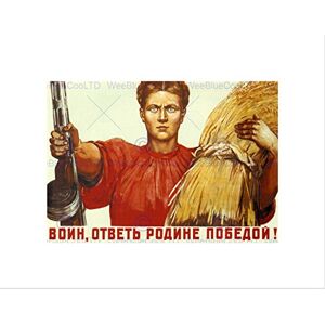 Wee Blue Coo WAR WW2 PEASANT WARRIOR MOTHERLAND SOVIET UNION VINTAGE FRAMED PRINT B12X1992 Wee Blue Coo WAR WW2 PEASANT WARRIOR MOTHERLAND SOVIET UNION VINTAGE FRAMED PRINT B12X1992