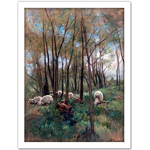 Artery8 Anton Mauve Sheep Herd In A Forest Summer Painting Artwork Framed Wall Art Print 18X24 Inch Artery8 Anton Mauve Sheep Herd In A Forest Summer Painting Artwork Framed Wall Art Print 18X24 Inch
