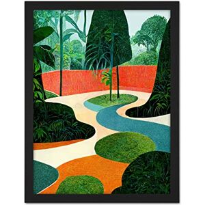 Wee Blue Coo Midcentury Style Garden Abstract Jungle Painting Orange Teal Green Artwork Framed Wall Art Print 18X24 Inch Wee Blue Coo Midcentury Style Garden Abstract Jungle Painting Orange Teal Green Artwork Framed Wall Art Print 18X24 Inch