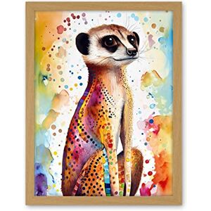 Artery8 Meerkat With Multicolour Pattern Fur Folk Art Watercolour Painting Artwork Framed Wall Art Print 18X24 Inch Artery8 Meerkat With Multicolour Pattern Fur Folk Art Watercolour Painting Artwork Framed Wall Art Print 18X24 Inch
