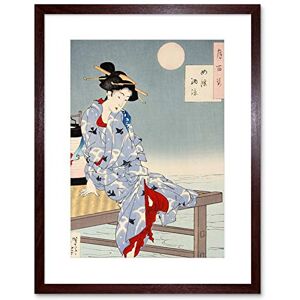 Wee Blue Coo Chikanobu Japanese Geisha Pier Moon Artwork Framed Wall Art Print 9X7 Inch Wee Blue Coo Chikanobu Japanese Geisha Pier Moon Artwork Framed Wall Art Print 9X7 Inch