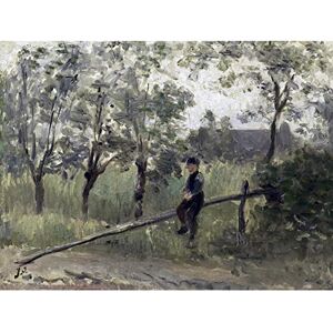 Artery8 Jozef Israels Country Boy On Pole Barrier Painting Large XL Wall Art Canvas Print Artery8 Jozef Israels Country Boy On Pole Barrier Painting Large XL Wall Art Canvas Print
