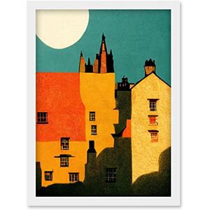 Wee Blue Coo Paper Cut Dean Village Edinburgh in Vibrant Reds and Yellows Artwork Framed Wall Art Print A4 Wee Blue Coo Paper Cut Dean Village Edinburgh in Vibrant Reds and Yellows Artwork Framed Wall Art Print A4