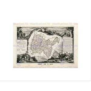 Wee Blue Coo MAP OLD FRANCE LEVASSEUR AIN DEPARTMENT BLACK FRAMED ART PRINT PICTURE B12X3617 Wee Blue Coo MAP OLD FRANCE LEVASSEUR AIN DEPARTMENT BLACK FRAMED ART PRINT PICTURE B12X3617