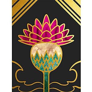 Wee Blue Coo Gold Edge Scottish Thistle Flower Illustration Sc otland Canvas Art Print Wee Blue Coo Gold Edge Scottish Thistle Flower Illustration Sc otland Canvas Art Print