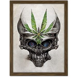 Doppelganger33 LTD Alien Skull With Marijuana Leaf Colour Pencil Illustration Artwork Framed Wall Art Print 18X24 Inch Doppelganger33 LTD Alien Skull With Marijuana Leaf Colour Pencil Illustration Artwork Framed Wall Art Print 18X24 Inch