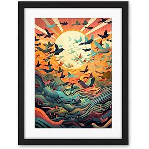 Artery8 Flock of Birds Flying at Sunrise Modern Folk Art Artwork Framed Wall Art Print 18X24 Inch Artery8 Flock of Birds Flying at Sunrise Modern Folk Art Artwork Framed Wall Art Print 18X24 Inch