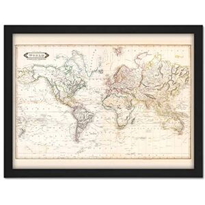 Artery8 Map Lizars 1841 World Mercator's Projection Chart Artwork Framed Wall Art Print 18X24 Inch Artery8 Map Lizars 1841 World Mercator's Projection Chart Artwork Framed Wall Art Print 18X24 Inch