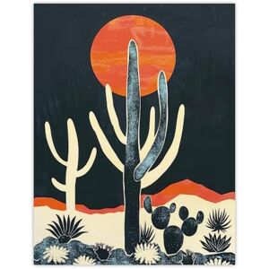 Artery8 Saguaro Cactus Orange Grey Sun Desert Landscape For Living Room Extra Large XL Wall Art Poster Print Artery8 Saguaro Cactus Orange Grey Sun Desert Landscape For Living Room Extra Large XL Wall Art Poster Print