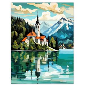 Artery8 Lake Bled Vibrant Artwork Slovenia Island With 17th Century Church Reflecting On Turquoise Waters Large Wall Art Poster Print Thick Paper 18X24 Inch Artery8 Lake Bled Vibrant Artwork Slovenia Island With 17th Century Church Reflecting On Turquoise Waters Large Wall Art Poster Print Thick Paper 18X24 Inch