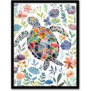Artery8 Abstract Sea Turtle Colourful Floral Watercolour Bathroom Toilet Artwork Framed Wall Art Print A4 Artery8 Abstract Sea Turtle Colourful Floral Watercolour Bathroom Toilet Artwork Framed Wall Art Print A4