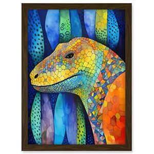 Artery8 Komodo Dragon Vibrant Folk Art Watercolour Painting Artwork Framed A3 Wall Art Print Artery8 Komodo Dragon Vibrant Folk Art Watercolour Painting Artwork Framed A3 Wall Art Print