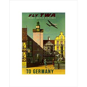 Wee Blue Coo TRAVEL TWA AIRLINE GERMANY VINTAGE ADVERT RETRO FRAMED ART PRINT MOUNT B12X1434 Wee Blue Coo TRAVEL TWA AIRLINE GERMANY VINTAGE ADVERT RETRO FRAMED ART PRINT MOUNT B12X1434
