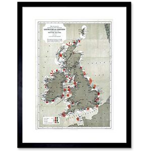 Wee Blue Coo Map Antique 1884 Price Lighthouses Lightships British Isle Framed Wall Art Print Wee Blue Coo Map Antique 1884 Price Lighthouses Lightships British Isle Framed Wall Art Print