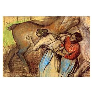 Wee Blue Coo Painting Degas Two Women Washing Horses Old Master Wall Art Print Wee Blue Coo Painting Degas Two Women Washing Horses Old Master Wall Art Print