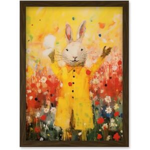 Artery8 Rabbit in a Yellow Rain Mac Oil Painting Bright Floral Meadow Kids Bedroom Nursery Artwork Framed Wall Art Print A4 Artery8 Rabbit in a Yellow Rain Mac Oil Painting Bright Floral Meadow Kids Bedroom Nursery Artwork Framed Wall Art Print A4