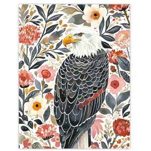 Artery8 American Bald Eagle Floral Watercolour Portrait Living Room Large Wall Art Poster Print Thick Paper 18X24 Inch Artery8 American Bald Eagle Floral Watercolour Portrait Living Room Large Wall Art Poster Print Thick Paper 18X24 Inch