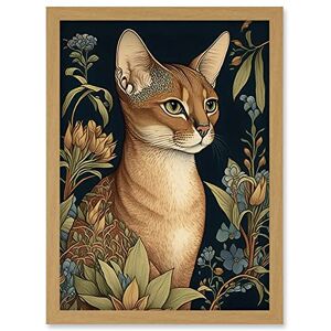 Artery8 Abyssinian Cat with Flowers Art Nouveau Modern Watercolour Illustration Artwork Framed Wall Art Print A4 Artery8 Abyssinian Cat with Flowers Art Nouveau Modern Watercolour Illustration Artwork Framed Wall Art Print A4