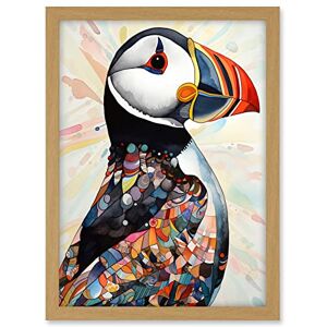 Artery8 Multicolour Pattern Feather Puffin Bird Folk Art Artwork Framed A3 Wall Art Print Artery8 Multicolour Pattern Feather Puffin Bird Folk Art Artwork Framed A3 Wall Art Print