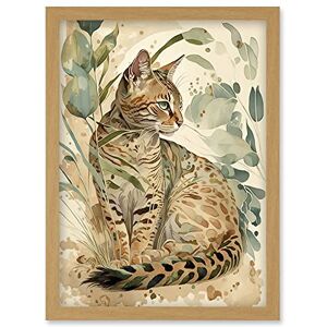 Artery8 Spotted Fur Coat Bengal Cat in Nature Pastel Watercolour Illustration Artwork Framed Wall Art Print A4 Artery8 Spotted Fur Coat Bengal Cat in Nature Pastel Watercolour Illustration Artwork Framed Wall Art Print A4