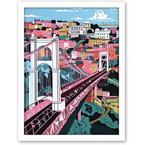 Artery8 Clifton Suspension Bridge Pink and Teal Cityscape Artwork Framed Wall Art Print 18X24 Inch Artery8 Clifton Suspension Bridge Pink and Teal Cityscape Artwork Framed Wall Art Print 18X24 Inch