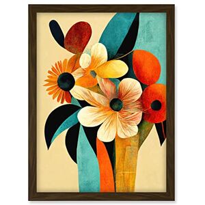 Doppelganger33 LTD Vibrant Modern Abstract Oil Painting Summer Flower Bouquet Teal Orange Artwork Framed A3 Wall Art Print Doppelganger33 LTD Vibrant Modern Abstract Oil Painting Summer Flower Bouquet Teal Orange Artwork Framed A3 Wall Art Print
