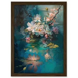 Artery8 Low Hanging Cherry Blossom Branch in River Stream Modern Watercolour Painting Artwork Framed A3 Wall Art Print Artery8 Low Hanging Cherry Blossom Branch in River Stream Modern Watercolour Painting Artwork Framed A3 Wall Art Print