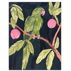 Artery8 Green Parakeet Parrot on Plum Fruit Tree Branch Living Room Extra Large XL Wall Art Poster Print Artery8 Green Parakeet Parrot on Plum Fruit Tree Branch Living Room Extra Large XL Wall Art Poster Print