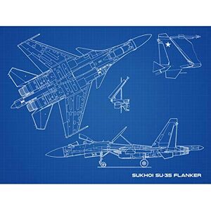 Artery8 Sukhoi Su-35 Flanker-E Air Defence Fighter Blueprint Unframed Wall Art Print Poster Home Decor Premium Artery8 Sukhoi Su-35 Flanker-E Air Defence Fighter Blueprint Unframed Wall Art Print Poster Home Decor Premium