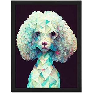 Doppelganger33 LTD The Polygon Poodle Abstract Teal Dog Painting Artwork Framed Wall Art Print 18X24 Inch Doppelganger33 LTD The Polygon Poodle Abstract Teal Dog Painting Artwork Framed Wall Art Print 18X24 Inch