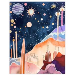 Artery8 Mid Century Modern Abstract Boho Space Landscape Living Room Extra Large XL Wall Art Poster Print Artery8 Mid Century Modern Abstract Boho Space Landscape Living Room Extra Large XL Wall Art Poster Print