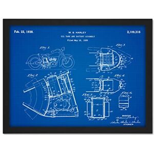 Artery8 Harley Cycle Bike Oil Tank & Battery Assembly Parts 1938 Patent Plan Artwork Framed Wall Art Print 18X24 Inch Artery8 Harley Cycle Bike Oil Tank & Battery Assembly Parts 1938 Patent Plan Artwork Framed Wall Art Print 18X24 Inch