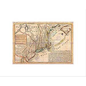 Wee Blue Coo 1729 Moll Map New York New England First Postal Map Wall Art Print Wee Blue Coo 1729 Moll Map New York New England First Postal Map Wall Art Print