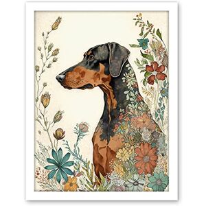 Artery8 Doberman Dog with Spring Flowers Colourful Watercolour Illustration Artwork Framed Wall Art Print 18X24 Inch Artery8 Doberman Dog with Spring Flowers Colourful Watercolour Illustration Artwork Framed Wall Art Print 18X24 Inch