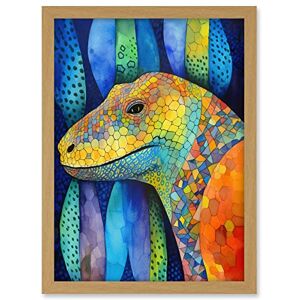 Artery8 Komodo Dragon Vibrant Folk Art Watercolour Painting Artwork Framed A3 Wall Art Print Artery8 Komodo Dragon Vibrant Folk Art Watercolour Painting Artwork Framed A3 Wall Art Print
