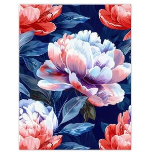 Artery8 Peony Flowers Pink Purple Blue Floral Pattern For Living Room Extra Large XL Wall Art Poster Print Artery8 Peony Flowers Pink Purple Blue Floral Pattern For Living Room Extra Large XL Wall Art Poster Print