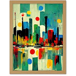 Wee Blue Coo Abstract Bright Midcentury Style Colourful Cityscape Skyline Painting Blue Red Yellow Pink Green Artwork Framed Wall Art Print 18X24 Inch Wee Blue Coo Abstract Bright Midcentury Style Colourful Cityscape Skyline Painting Blue Red Yellow Pink Green Artwork Framed Wall Art Print 18X24 Inch