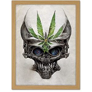 Doppelganger33 LTD Alien Skull with Marijuana Leaf Colour Pencil Illustration Artwork Framed Wall Art Print 18X24 inch Doppelganger33 LTD Alien Skull with Marijuana Leaf Colour Pencil Illustration Artwork Framed Wall Art Print 18X24 inch