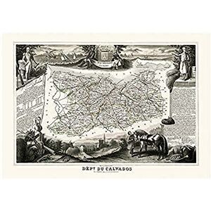 Wee Blue Coo Map Antique Illustrated France Levasseur Calvados Wall Art Print Wee Blue Coo Map Antique Illustrated France Levasseur Calvados Wall Art Print