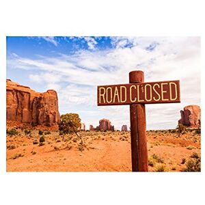 Wee Blue Coo Photo Landscape Road Closed Sign Monument Valley Desert Wall Art Print Wee Blue Coo Photo Landscape Road Closed Sign Monument Valley Desert Wall Art Print