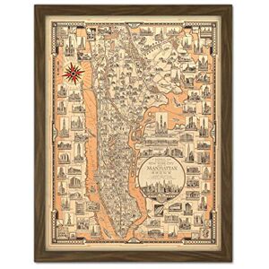 Fine Art Prints Chase 1939 Pictorial Map NY Manhattan Bronx Large Framed Art Print Poster Wall Decor 18x24 in Fine Art Prints Chase 1939 Pictorial Map NY Manhattan Bronx Large Framed Art Print Poster Wall Decor 18x24 in