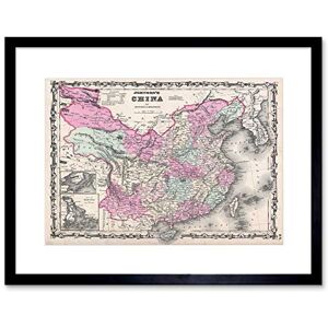 Wee Blue Coo 1861 Johnson Map China Vintage Art Picture Framed Wall Art Print Wee Blue Coo 1861 Johnson Map China Vintage Art Picture Framed Wall Art Print